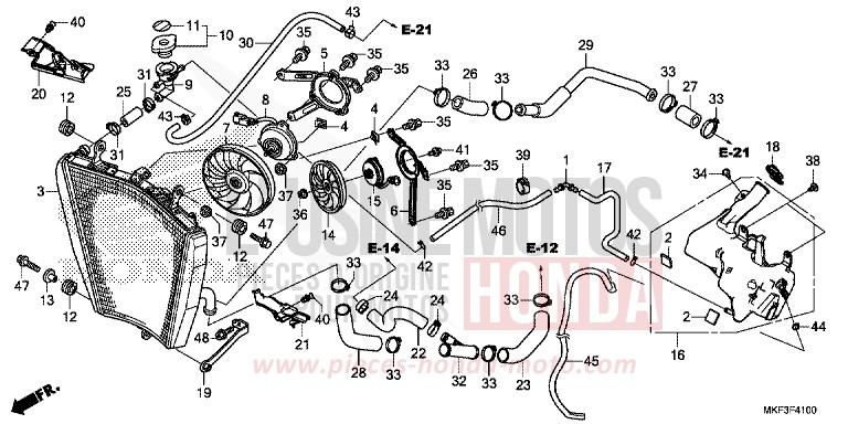 RADIATEUR de CBR1000RR SP SP1 SP2 GRAND PRIX RED (R380X) 2018